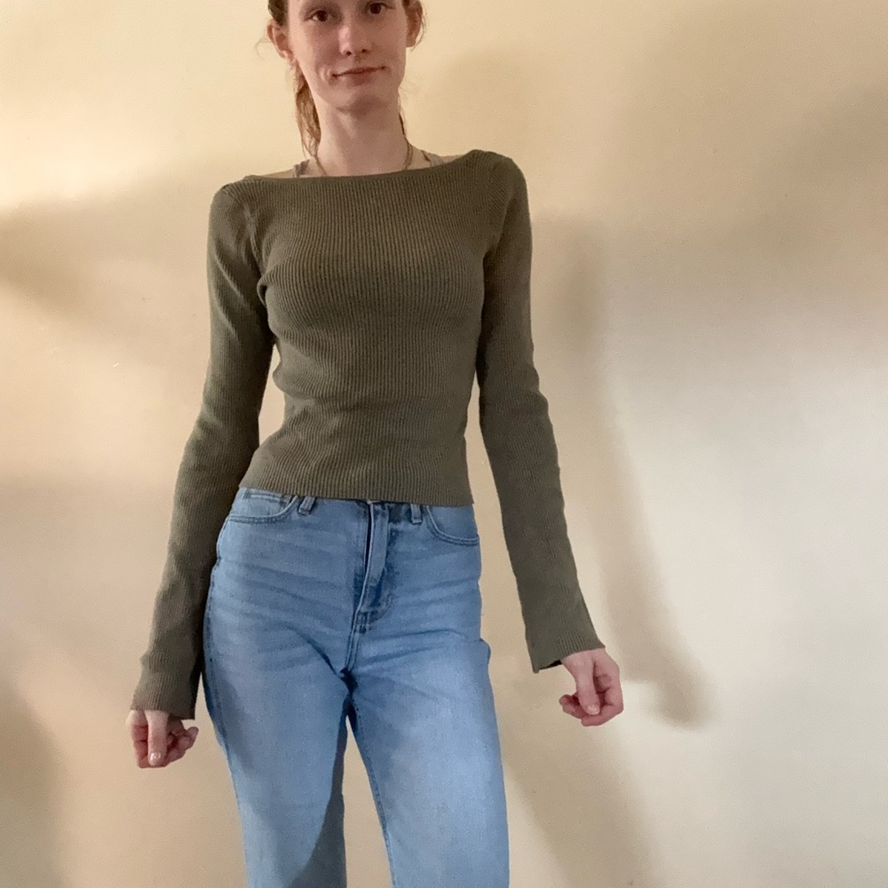 Olive Green Ribbed H&M Top